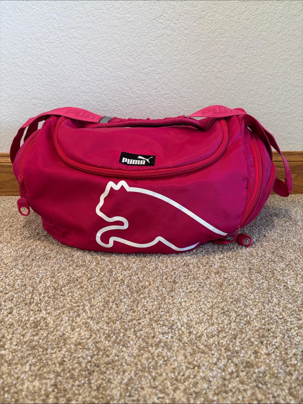 Puma Hot Pink Travel Duffel with White Cat Logo